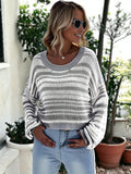 Drop Shoulder Striped Sweater