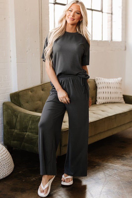 Dallas Drawstring Side Crewneck Tee and Loose Pant