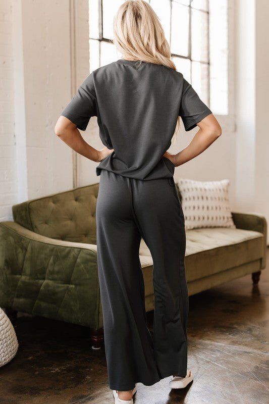 Dallas Drawstring Side Crewneck Tee and Loose Pant