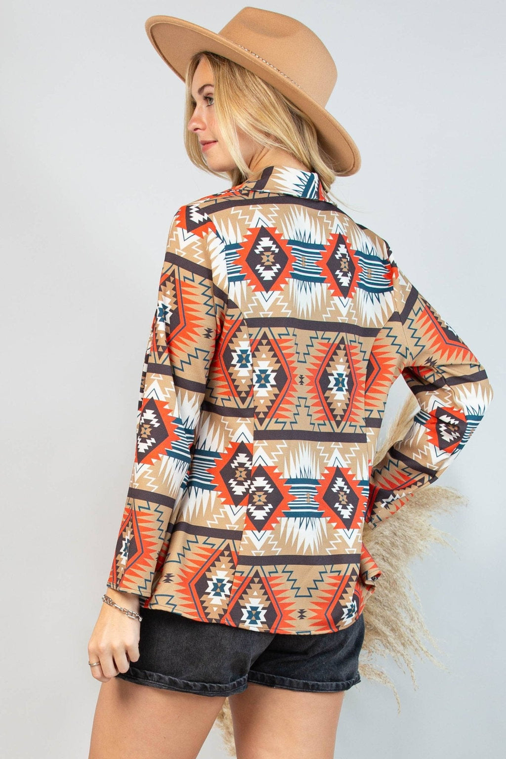 Ella Aztec Print Blazer with Pocket