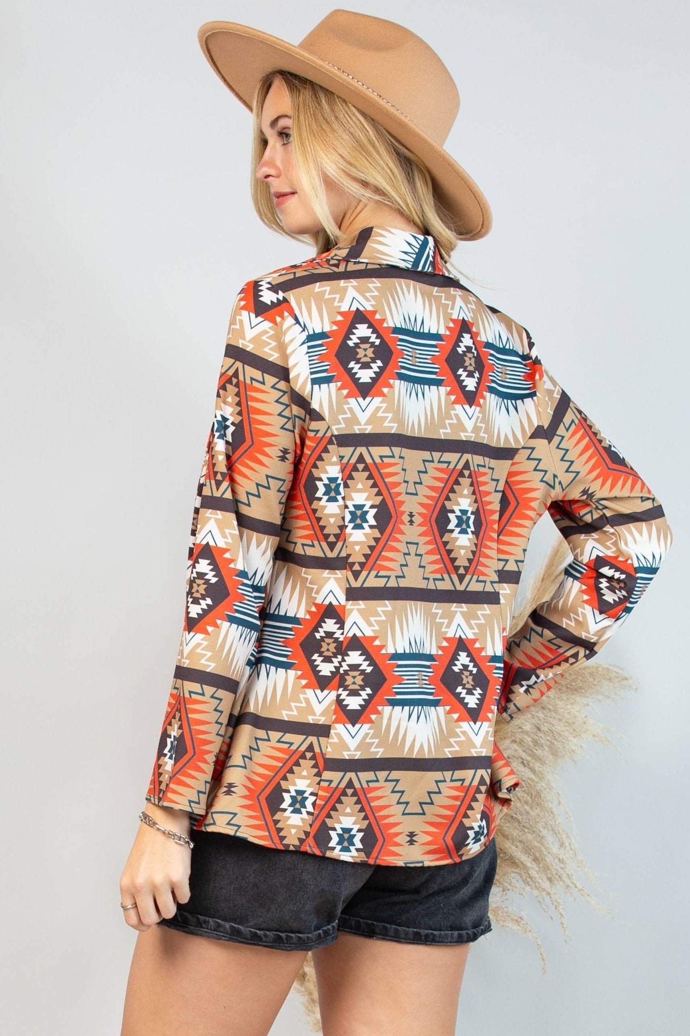 Ella Aztec Print Blazer with Pocket