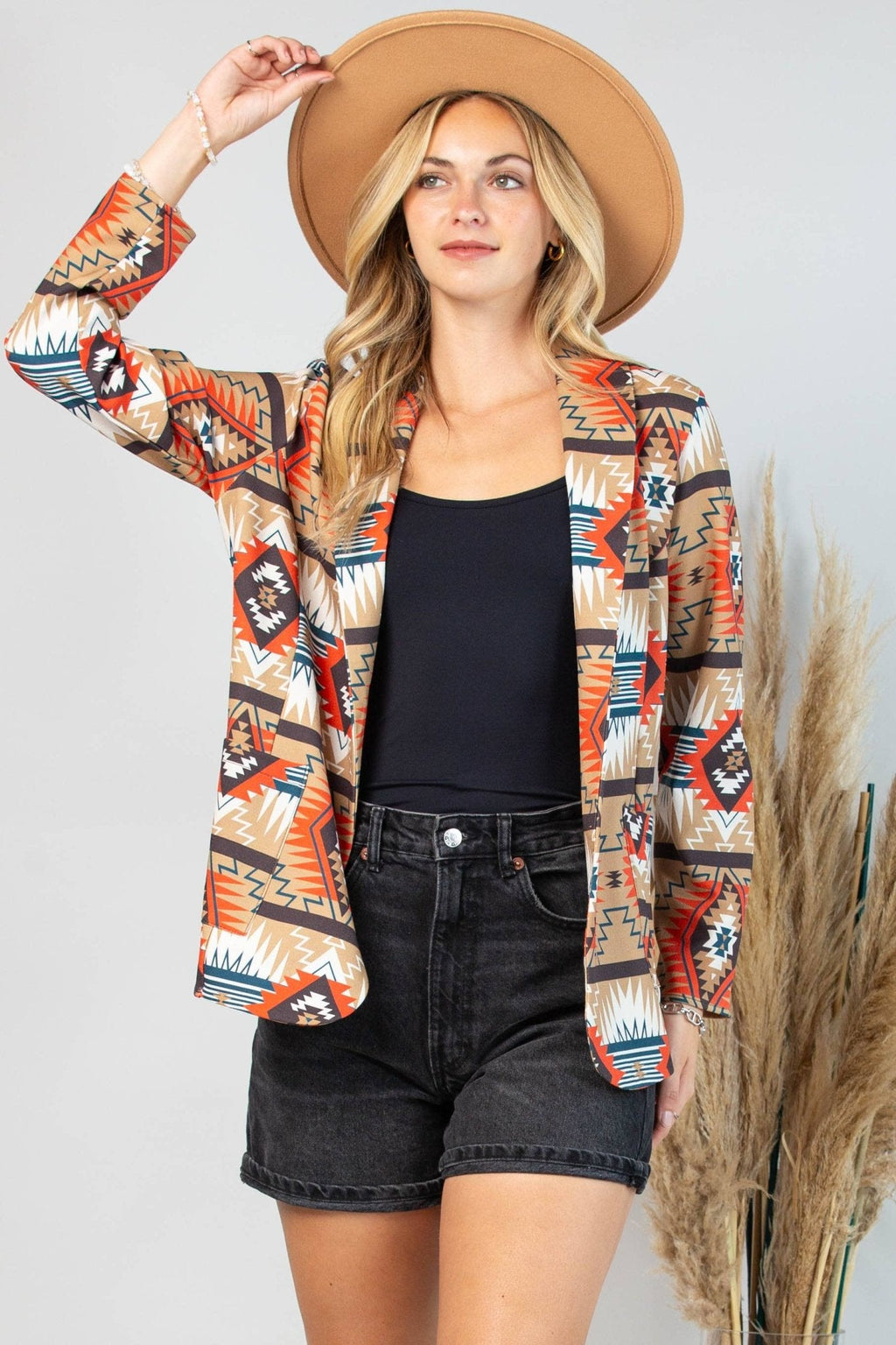 Ella Aztec Print Blazer with Pocket
