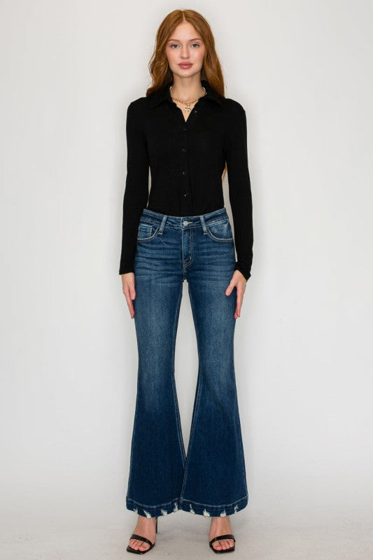 AT1017FLD - MID RISE SUPER FLARE JEANS