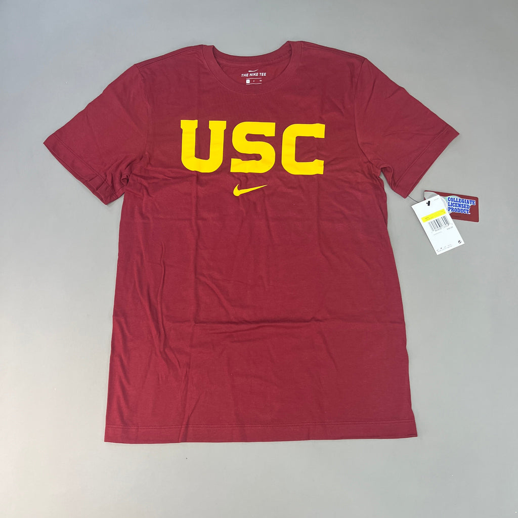 NIKE USC Trojans Essential Wordmark T-Shirt Men's Sz S Cardinal Red DD7163 (New)