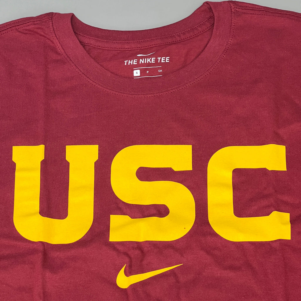 NIKE USC Trojans Essential Wordmark T-Shirt Men's Sz S Cardinal Red DD7163 (New)