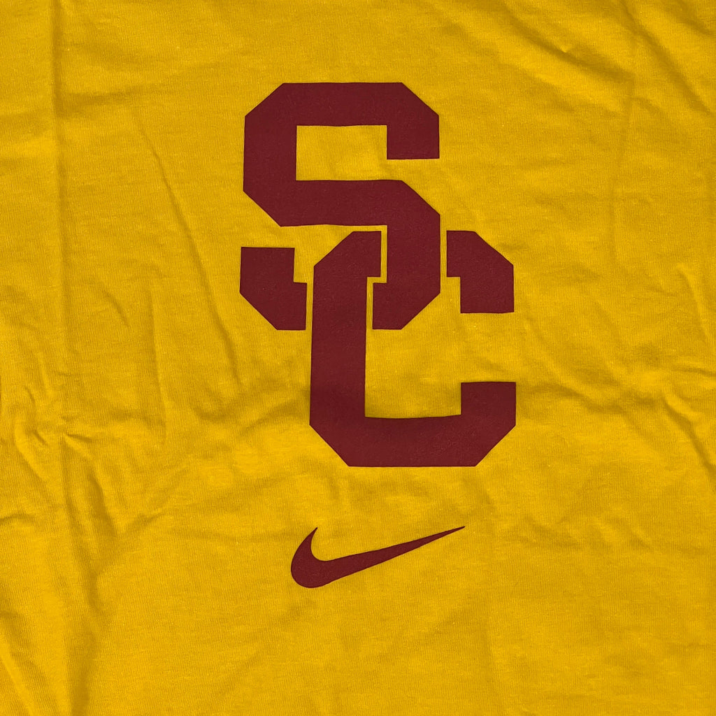NIKE USC Trojans SC Interlock Logo T-Shirt Men's Sz M Gold/Yellow DD7280-739 (New)