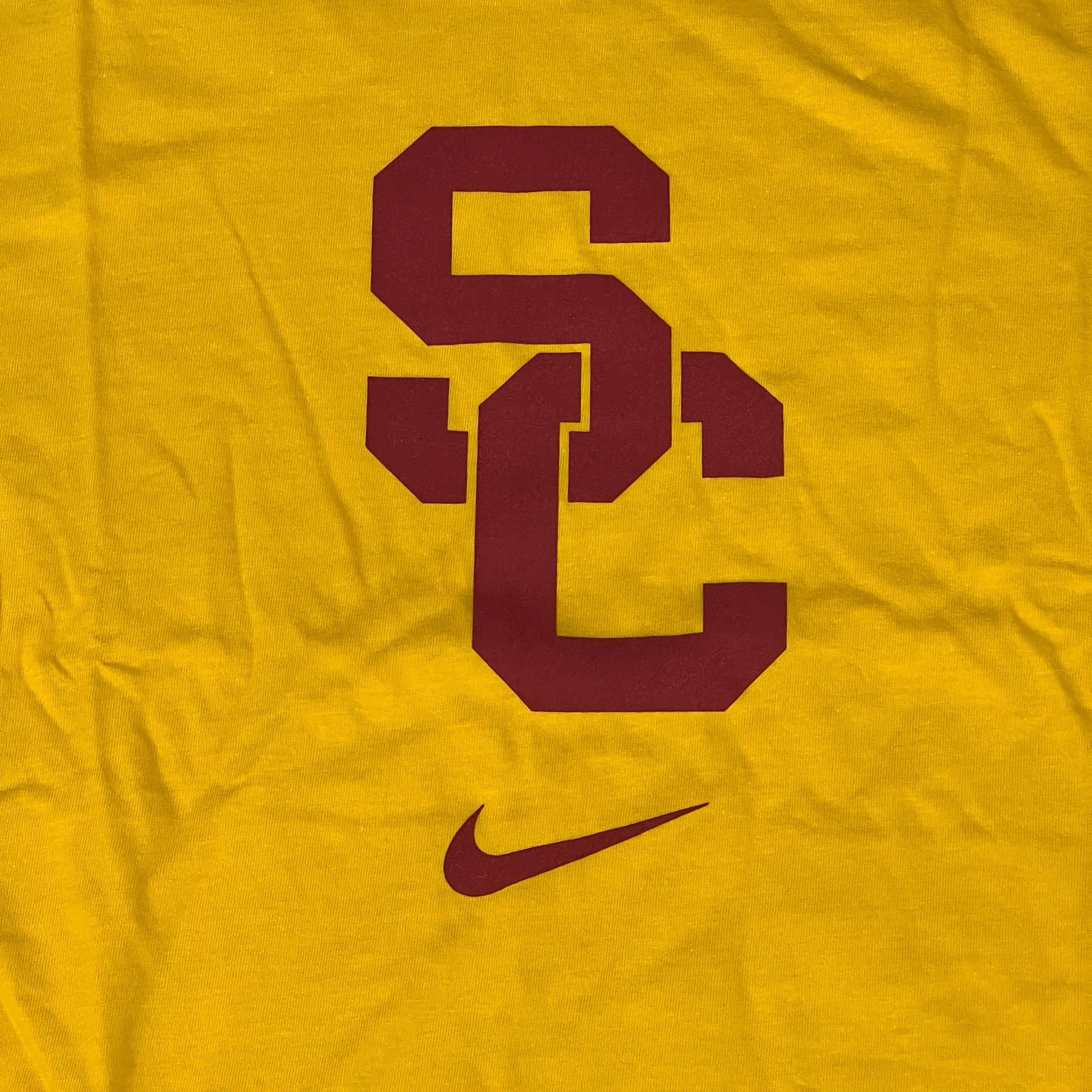 NIKE USC Trojans SC Interlock Logo T-Shirt Men's Sz M Gold/Yellow DD7280-739 (New)
