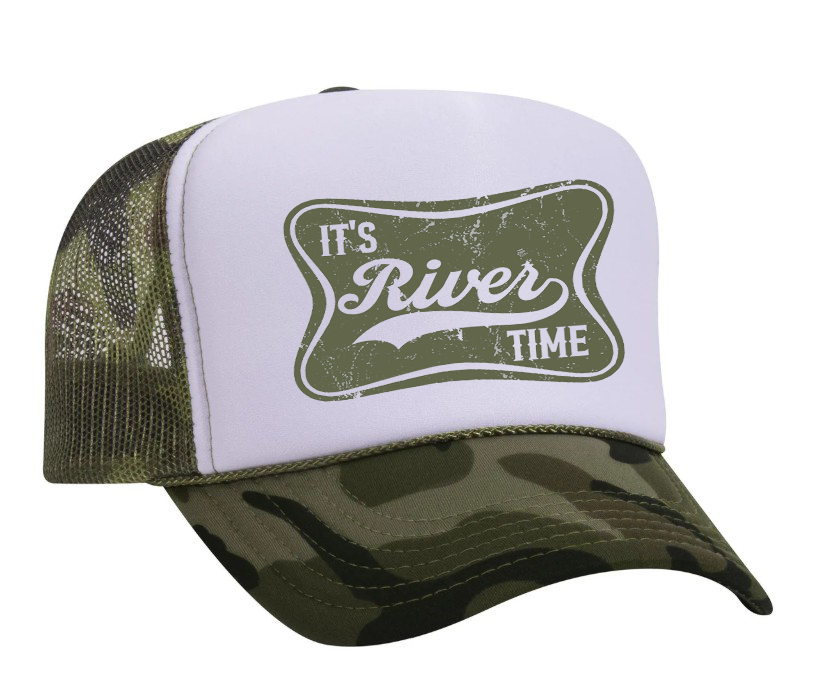 It's River Time Green Design Adult Otto Foam Trucker Hat